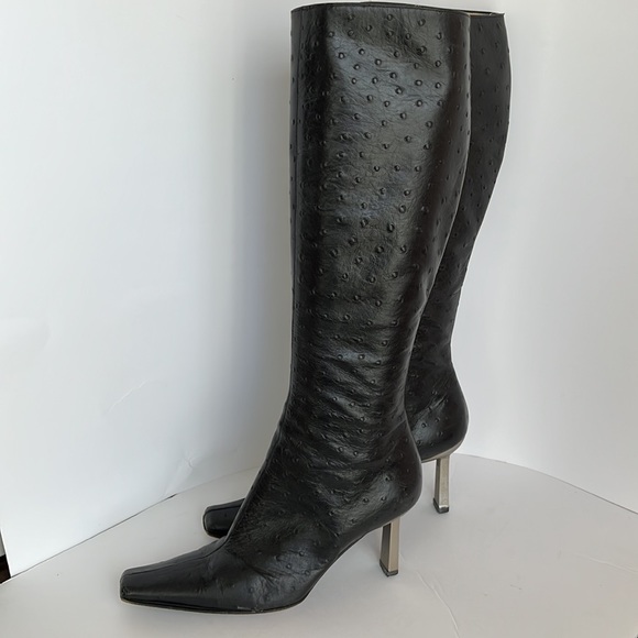 Giuseppe Zanotti Genuine Ostrich Boots -Silver heel - Black - Picture 1 of 17